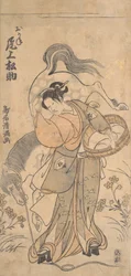 Aktor Onoe Matsusuke w roli Słynnej Silnej Kobiety Okane, prawdopodobnie 1765., prawdopodobnie 1765