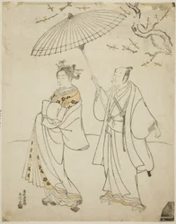 Aktorzy Ichikawa Komazo I (L) i Nakamura Matsue I (R)