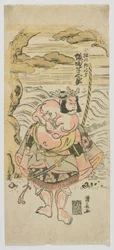 Aktor Sakata Hangoro II jako Kobayashi no Asahina, okres Edo, 1775 (kolorowy drzeworyt)