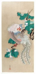 Japonia: przedstawienie feniksa. Malarstwo na jedwabiu autorstwa Tosa Mitsuoki (1617-1691)