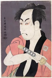 Ichikawa Omezo I w roli Yakko Ippei ze sztuki Koinyobo Somewake Tazuna, autorstwa Tōshūsai Sharaku, aktywnego w latach 1794-1795