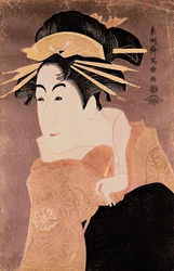 Matsumoto Yonesaburo w roli kurtyzany Kewaizaka No Shosho (Shinobu) w sztuce "Katakiuchi Noriai Banashi", ok. 1794-95 (odbitka drzeworytnicza) (zob. też 236909)