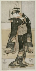 Aktor Iwai Hanshiro lV jako Otoma, córka Ohiny z Inamuragasaki w Kamakurze (Yondai-me Iwai Hanshiro no Kamakura Inamuragasaki no Ohina musume Otoma)