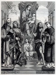Madonna zasiadająca na tronie otoczonym świętymi, c1494-1517 1870