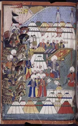 Dodać. 22011 f.199, Lala Mustafa Pasza w obozie po zwycięstwie w Kars-Nusretname, z 