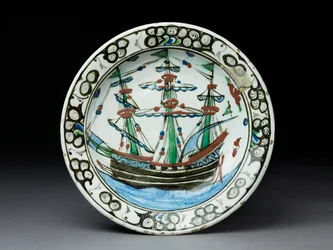 Naczynie na pastę kamienną z dekoracją podszkliwną, Iznik, ok.1620-30 (ceramika)