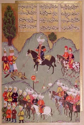 Sułtan Murad I (ok. 1326-1389) polujący na wilka, z "Hunernamy" (Mss Hazine. 1524 f.83v)