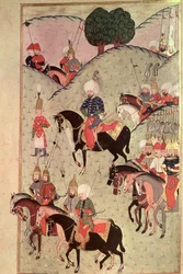 TSM H.1339 Sultan Selim II (1524-74) jadący między Kotahią i Belgradem, aby dołączyć do armii cesarskiej, 1584-89