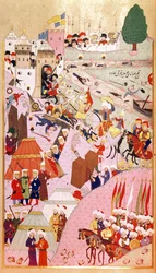 Atak na Belgrad sułtana Mehmeta II „Zdobywcy” (1432-1481), z „Hunernama” (Mss Hazine. 1524)