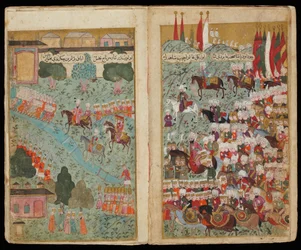 Mehmed III przybywa na czele zwycięskiej armii w Stambule z obozu rękopisu Mehmeda III