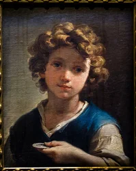 Popiersie młodego chłopca z monetą, około 1777 r. (olej na płótnie)