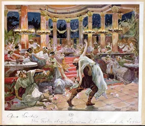 Uczta w pałacu Nerona, ilustracja z „Quo Vadis” Henryka Sienkiewicza (1846-1916), ok. 1910