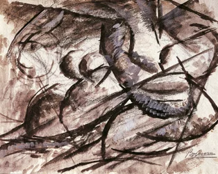 Dynamizm (węgiel, tusz, tempera i akwarela)