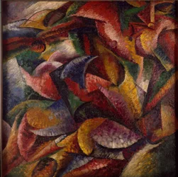 Futuryzm: "" Dynamizm ciała ludzkiego "" (Dynamika ludzkiego ciała) Obraz Umberto Boccioniego (1882-1916) 1913 Dim 1x1 m Mediolan, Museo del Novecento