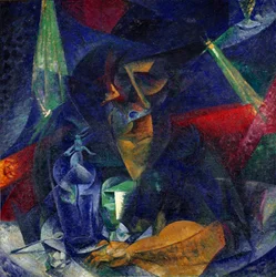 Dama w kawiarni lub „Kompozycja świateł i planów” (Donna al caffe - przenikanie się świateł i planów) Obraz Umberto Boccioniego (1882-1916) około 1912 Dim 86x86 cm Mediolan, Museo del Novecento