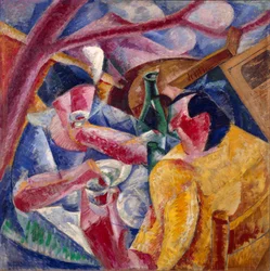 Pod pergolą, Neapol Obraz Umberto Boccioniego (1882-1916) 1914. Olej i kolaż na płótnie. Ciemny. 83x83 cm Mediolan, Muzeum Novecento