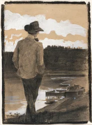 Młody człowiek na brzegu rzeki, 1902.