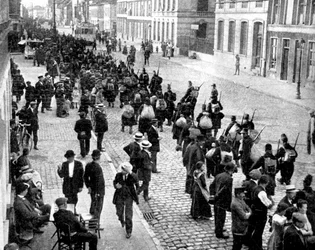 Belgijski pułk wycofuje się do Antwerpii, I wojna światowa, 1914