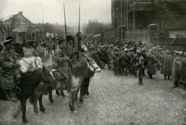 Patrol kozacki i piechota rosyjska, 1919.