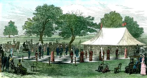 Gra w szachy z żywymi pionkami, 1882