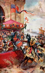 Pojedynek na moście londyńskim, 1390, c1920