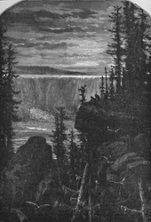 Nocny widok Niagary w dawnych czasach, 1883