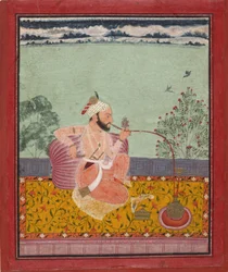 Raja palący fajkę wodną. Kota, 1690-1710, Muzeum Metropolitalne