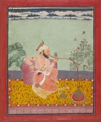 Raja palący fajkę wodną, ca. 1690-1710.