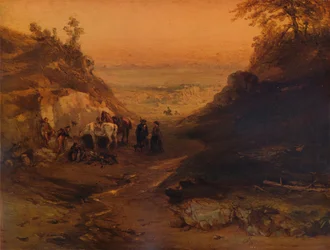 Skalisty wąwóz z postaciami i końmi, 1848, 1938