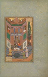 Łotr oszczędza życie biednego człowieka, Folio 4v z Mantiq al-tair Język ptaków, c16