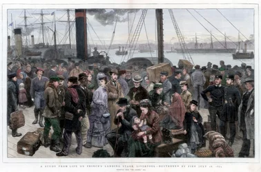 Studium z życia na Princes Landing Stage, Liverpool – zniszczone przez ogień 28 lipca 1874 r.