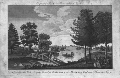 Widok na wyspę w ogrodzie Hopkinsa, Esqr. niedaleko Cobham w Surrey., c1760