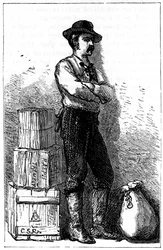 Posłaniec Wells Fargo z ich usługi ekspresowej dostawy przez Przesmyk Panamski, 1875 r