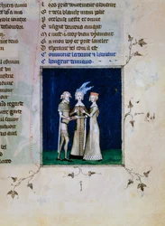 Rycerz i dama wymieniają pierścienie, ok. 1350