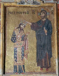Mozaika przedstawiająca Chrystusa koronującego Rogera II, XII w.