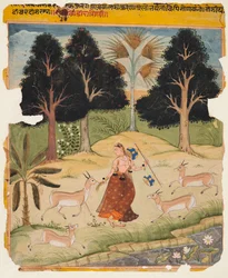Strona z rękopisu Ragamala: Todi Ragini, c. 1625.