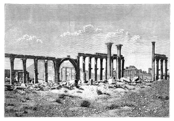 Zrujnowana kolumnada w Palmyra Tadmur, Syria, 1895