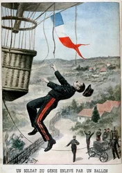 Żołnierz niesiony balonem, 1901