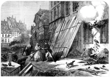 Ulica w Strasburgu podczas oblężenia i bombardowania, wojna francusko-pruska, 1870