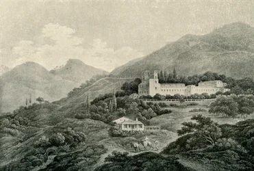Widok na willę królewską Generalife w Granadzie, XIX w., 1907.