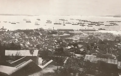 Widok na nowe nabrzeża w czasie budowy, 1914