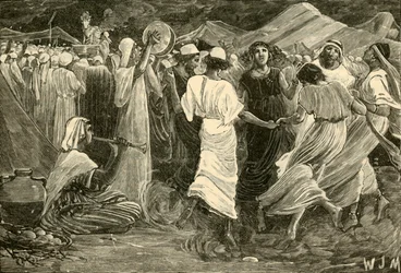 Aaron i Izraelici czczący cielę, 1890.