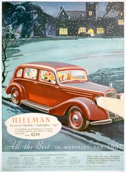 Reklama samochodów marki Hillman, 1936