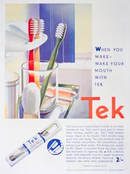 Reklama szczoteczek do zębów Tek, Johnson and Johnson, 1931
