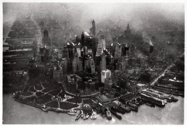 Widok z lotu ptaka na Manhattan, Nowy Jork, USA, z Zeppelina, 1928 1933
