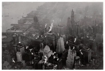 Widok z lotu ptaka na Manhattan, Nowy Jork, USA, z Zeppelina, 1928 1933