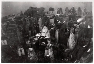 Widok z lotu ptaka na Manhattan, Nowy Jork, USA, z Zeppelina, 1928 1933