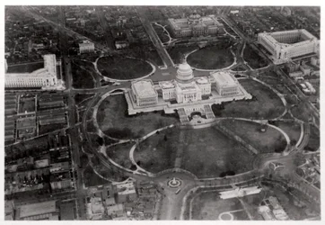 Widok z lotu ptaka na Kapitol, Waszyngton DC, USA, z Zeppelina, 1928 1933