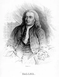 Albrecht von Haller, XVIII-wieczny szwajcarski lekarz i naukowiec, ok. 1840 r.