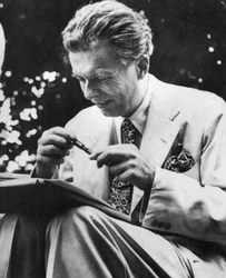 Aldous Leonard Huxley 1894-1963, angielski eseista i powieściopisarz, ok. 1950